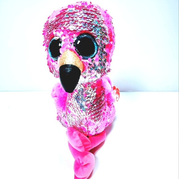 Ty Flippables Pinky the sequined Pink 13" Flamingo Collectible Toy - Picture 4 of 11